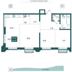 3-к квартира, вторичка, 85м2, 2/20 этаж