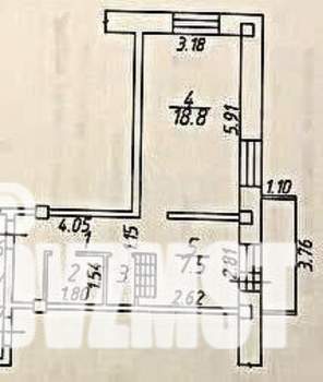 1-к квартира, вторичка, 42м2, 5/9 этаж