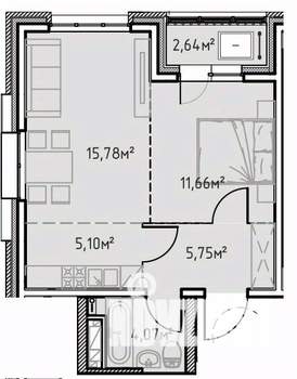 1-к квартира, вторичка, 45м2, 13/13 этаж