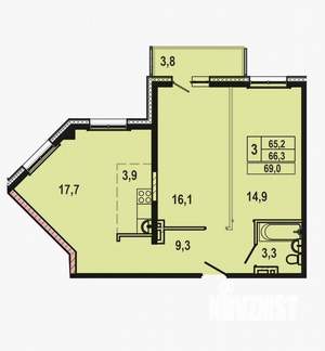 2-к квартира, вторичка, 69м2, 5/13 этаж
