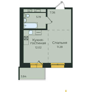 1-к квартира, вторичка, 40м2, 13/17 этаж