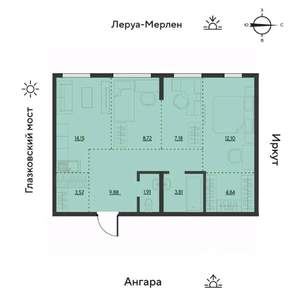 3-к квартира, вторичка, 65м2, 12/19 этаж