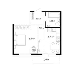 2-к квартира, вторичка, 42м2, 14/19 этаж