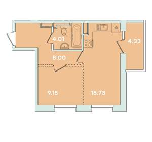 1-к квартира, вторичка, 41м2, 15/14 этаж