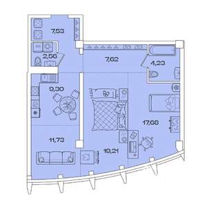 2-к квартира, вторичка, 80м2, 8/8 этаж