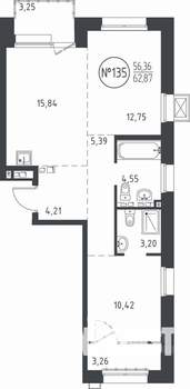2-к квартира, вторичка, 63м2, 7/10 этаж