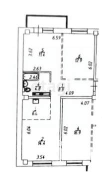 2-к квартира, вторичка, 63м2, 7/10 этаж