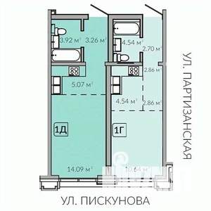 1-к квартира, строящийся дом, 28м2, 7/18 этаж