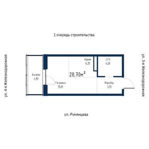 1-к квартира, вторичка, 29м2, 12/18 этаж