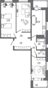 3-к квартира, вторичка, 90м2, 5/14 этаж