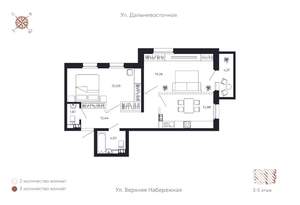 2-к квартира, строящийся дом, 72м2, 4/8 этаж