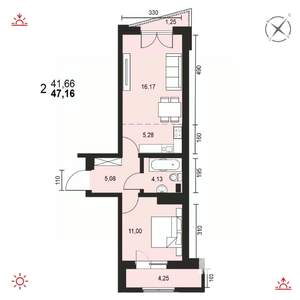 2-к квартира, вторичка, 47м2, 4/19 этаж