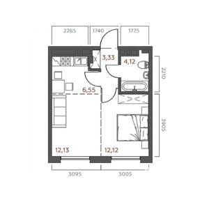 1-к квартира, вторичка, 38м2, 6/18 этаж