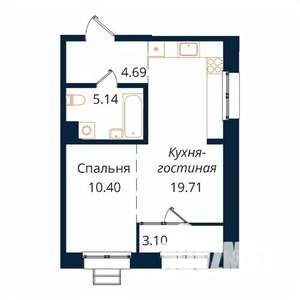1-к квартира, строящийся дом, 43м2, 3/18 этаж