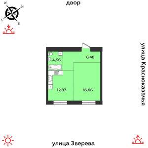 1-к квартира, строящийся дом, 43м2, 4/14 этаж