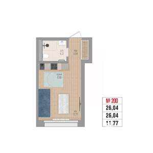1-к квартира, строящийся дом, 26м2, 7/19 этаж