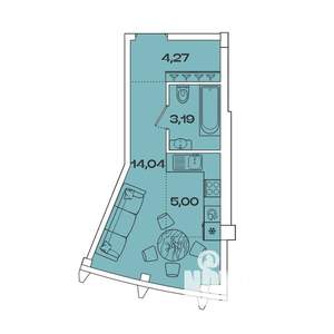 1-к квартира, вторичка, 27м2, 8/8 этаж