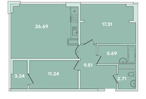 2-к квартира, вторичка, 80м2, 11/14 этаж