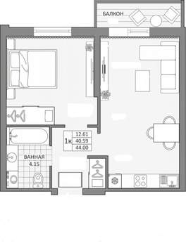 1-к квартира, вторичка, 49м2, 18/18 этаж