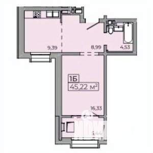 1-к квартира, строящийся дом, 46м2, 12/15 этаж