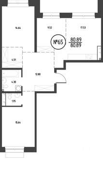 3-к квартира, строящийся дом, 81м2, 12/19 этаж