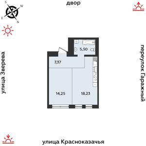 1-к квартира, строящийся дом, 45м2, 3/9 этаж