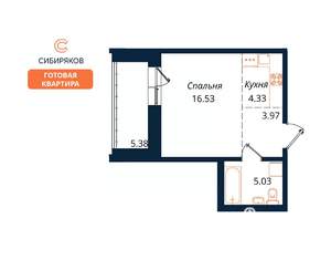 1-к квартира, сданный дом, 35м2, 16/18 этаж