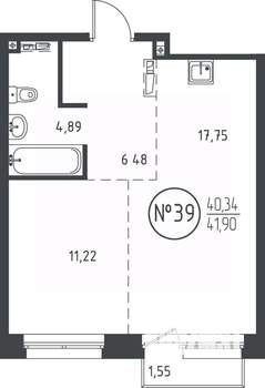 1-к квартира, вторичка, 42м2, 7/10 этаж