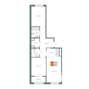 3-к квартира, вторичка, 70м2, 14/19 этаж
