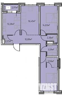3-к квартира, вторичка, 84м2, 12/13 этаж