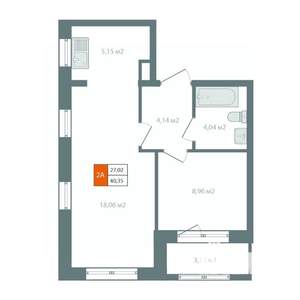 2-к квартира, вторичка, 43м2, 13/14 этаж