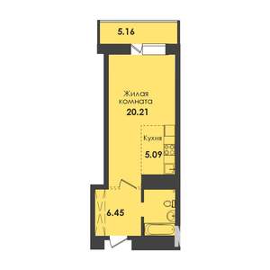 1-к квартира, строящийся дом, 41м2, 17/17 этаж