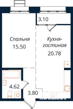 1-к квартира, строящийся дом, 48м2, 11/18 этаж