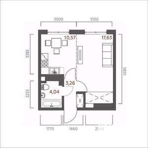 1-к квартира, вторичка, 36м2, 15/19 этаж