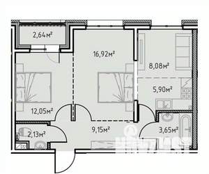 2-к квартира, вторичка, 61м2, 2/13 этаж
