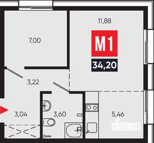 2-к квартира, вторичка, 34м2, 2/14 этаж