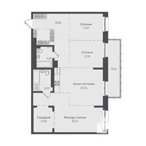 3-к квартира, вторичка, 109м2, 18/19 этаж