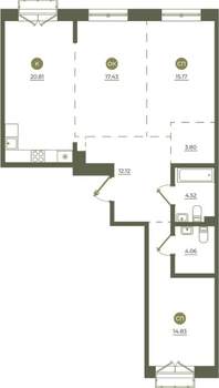 3-к квартира, вторичка, 93м2, 2/9 этаж