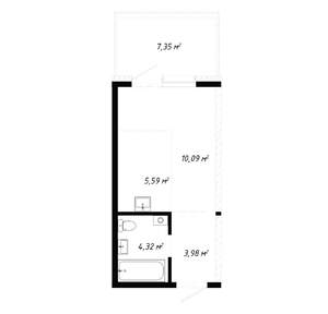 1-к квартира, вторичка, 26м2, 1/19 этаж