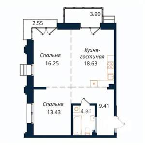 2-к квартира, строящийся дом, 68м2, 14/18 этаж
