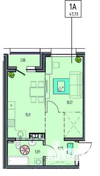 1-к квартира, вторичка, 48м2, 17/18 этаж