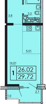 1-к квартира, вторичка, 30м2, 11/16 этаж