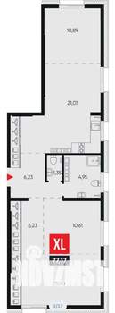 3-к квартира, вторичка, 77м2, 14/14 этаж