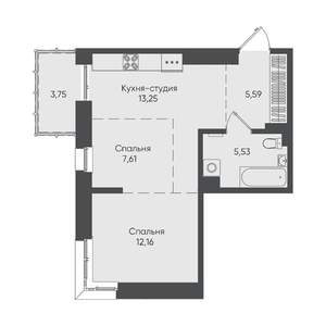 1-к квартира, вторичка, 48м2, 11/19 этаж