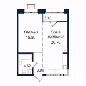 1-к квартира, строящийся дом, 48м2, 18/18 этаж