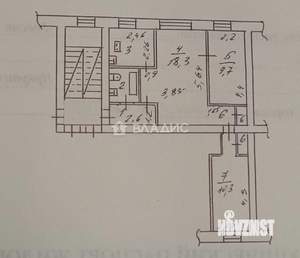 3-к квартира, вторичка, 54м2, 2/4 этаж