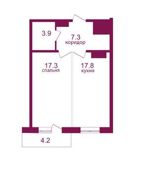 1-к квартира, строящийся дом, 50м2, 8/12 этаж