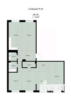 5-к квартира, строящийся дом, 144м2, 6/11 этаж