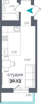 1-к квартира, вторичка, 30м2, 14/9 этаж