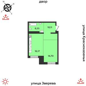 1-к квартира, строящийся дом, 48м2, 4/14 этаж
